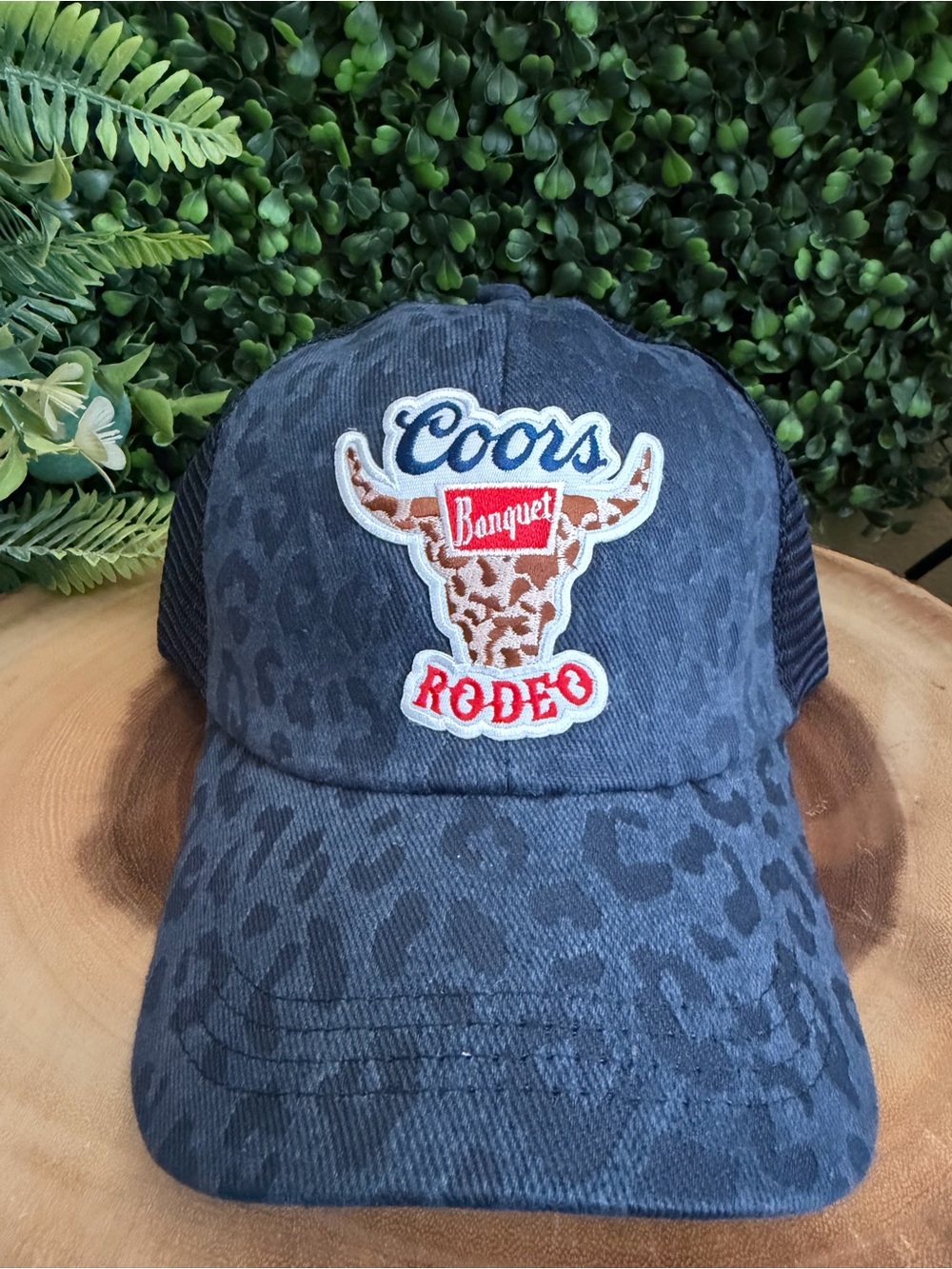 Custom Made Coors Banquet Rodeo Navy Leopard Canvas Hat